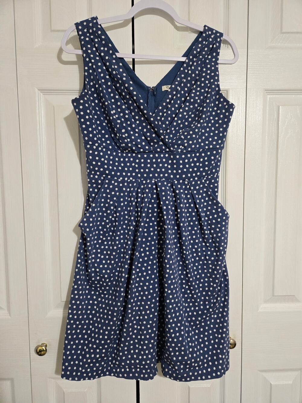 Corey P size 10 women's blue polka dot knee length dress